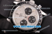 Rolex Daytona Vintage Edition Miyota Quartz Steel Case with Grey Nylon Strap Stick Markers and Silver Dial (GF)