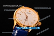 Rolex Cellini Time Asia 2813 Automatic Yellow Gold Case with White Dial Blue Leather Strap and Stick Markers