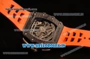 Richard Mille RM11-03 Swiss Valjoux 7750 Automatic Carbon Fiber Case Skeleton Dial With Arabic Numeral Markers Orange Rubber Strap 1:1 Original(KV)