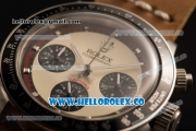 Rolex Daytona Vintage Edition Chrono Miyota OS20 Quartz Steel Case with White Dial and Brown Leather Strap