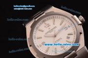 Vacheron Constantin Overseas Swiss ETA 2836 Automatic Steel Case with White Dial Titanium Bezel and Stick Markers