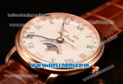 BlancPain Villeret Miyota 9015 Automatic Rose Gold Case with White Dial Roman and Brown Leather Strap (EF)