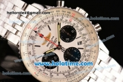 Breitling Navitimer Chrono Swiss Valjoux 7750 Automatic Full Steel with White Dial and Silver Stick Markers - 1:1 Original (Z)