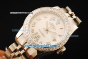 Rolex Datejust Automatic Movement ETA Coating Case with White Dial and Diamond Bezel-Steel Strap