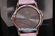 Patek Philippe Classic Rose Gold Case with Black Roman Marking and Pink Leather Strap