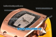 Richard Mille RM007 Miyoa 6T51 Automatic Rose Gold Case with Diamonds Dial and Yellow Rubber Strap