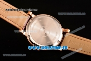 Cartier Rotonde De Miyota Quartz Rose Gold Case with White Dial Diamonds Bezel and Roman Numeral Markers