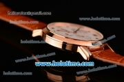 Vacheron Constantin Malte Asia 2813 Automatic Rose Gold Case with Brown Leather Strap White Dial and Roman Numeral Markers