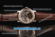 Vacheron Constantin Traditionelle Minute Repeater Tourbillon Swiss Tourbillon Manual Winding Steel Case with Brown Leather Strap and Gray Dial