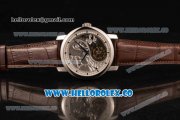 Vacheron Constantin Traditionelle Minute Repeater Tourbillon Swiss Tourbillon Manual Winding Steel Case with Brown Leather Strap and Gray Dial