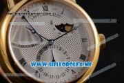 Breguet Classique Power Reserve Sea-Gull ST2153 Automatic Yellow Gold Case with Silver Dial and Black Leather Strap Roman Numeral Markers