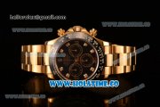 Rolex Daytona Chrono Swiss Valjoux 7750 Automatic Yellow Gold Case/Bracelet with Diamonds Markers Ceramic Bezel and Black Dial (BP)