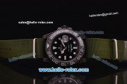 Rolex GMT-Master Pro-Hunter Swiss ETA 2836 Automatic Movement PVD Case with Black Dial-White Markers and Green Nylon Strap