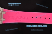 Audemars Piguet Royal Oak Lady Japanese Miyota OS2035 Quartz Steel Case with Light Pink Rubber Strap and Pink Dial