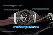 Audemars Piguet Royal Oak Offshore Tourbillon Chronograph Miyota Quartz Movement Steel Case Brown Dial With Stick Markers Brown Rubber Strap