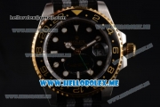 Rolex GMT-Master II Asia 2813 Automatic Steel Case with Black Dial and Grey/Black Nylon Strap Dot Markers