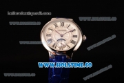 Cartier Ballon Bleu De Small Swiss Quartz Steel Case with White Dial Black Roman Numeral Markers and Blue Leather Strap