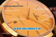 Omega De Ville Tresor Master Co-Axial Swiss ETA 2824 Automatic Yellow Gold Case with Brown Leather Strap and Gold Dial