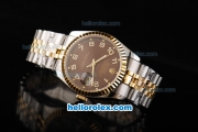 Rolex Datejust Swiss ETA 2836 Automatic Movement Two Tone with White Numeral Markers and Brown Dial