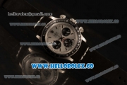 Rolex Daytona Vintage Edition Chrono Miyota OS20 Quartz Steel Case with Silver Dial and Black Leather Strap