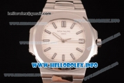 Patek Philippe Nautilus Clone PP Calibre 3120 Automatic Stainless Steel Case/Bracelet with White Dial and Stick Markers (BP)