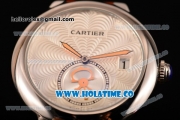 Cartier Rotonde De Swiss Quartz Steel Case with White Guilloche Dial and Brown Leather Strap