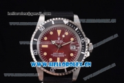 Rolex Submariner Vintage Asia 2813 Automatic Steel Case Red Dial Dot Markers and Black Nylon Strap