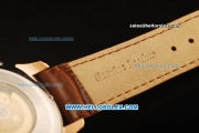 Vacheron Constantin Malte Swiss ETA 2824 Automatic Rose Gold Case with White Dial and Brown Leather Strap