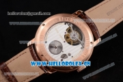 Audemars Piguet Jules Audemars Tourbillon Swiss Tourbillon Manual Winding Rose Gold Case with Silver Dial Stick Markers and Brown Leather Strap (FT)