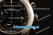 Rolex Explorer Chronograph Miyota OS20 Quartz Steel Case with Black Dial and Green Leather Strap