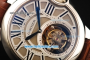 Cartier ballon bleu de Cartier Swiss Tourbillon Manual Winding Movement Steel Case with Roman Numerals and Brown Leather Strap