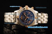 Breitling Chronomat B01 Chronograph Swiss Valjoux 7750 Automatic Movement Full Steel with Blue Dial and Rose Gold Markers