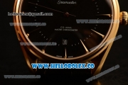 Omega De Ville Tresor Master Co-Axial Clone 8800 Automatic Yellow Gold Case with Black Dial and Black Leather Strap - (YF)