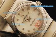 Omega Constellation Swiss ETA Quartz Movement Diamond Bezel with White MOP Dial and Diamond Markers - Lady Model