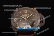 Panerai Luminor 1950 3 Days Chrono Flyback Automatic Ceramica PAM 580 Clone P.9000 Automatic Ceramic Case with Black Dial and Stick/Arabic Numeral Markers (KW)