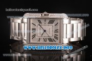 Cartier Tank Anglaise Miyota 9015 Automatic Steel Case/Bracelet with Silver Dial and Roman Numeral Markers - Diamonds Bezel