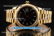 Rolex Day-Date Clone Rolex 3255 Automatic Yellow Gold Case/Bracelet with Black Dial and White Markers