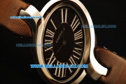 Cartier d'Art Swiss Quartz Steel Case with Brown Dial and Brown Leather Strap