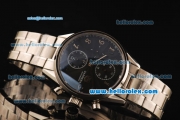 Tag Heuer Carrera Swiss Valjoux 7750 Automatic Full Steel Case with Black Dial and SS Strap-Black Nurmeral Markers