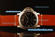 Panerai Luminor Base Pam 112H Swiss ETA 6497 Manual Winding Steel Case with Black Dial and Orange Leather Strap - 1:1 Original Panerai Luminor Base Pam 112H Swiss ETA 6497 Manual Winding Steel Case with Black Dial and Orange Leather Strap - 1:1 Original