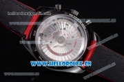 Omega Speedmaster Co-Axial Swiss Valjoux 7750 Automatic PVD Case with Black Dial Stick Markers and Red Leather Strap (EF)