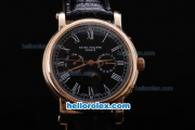 Patek Philippe Grande Chronograph Automatic Movement with Black Dial and Gold Case