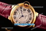 Cartier Ballon Bleu De Medium Asia 4813 Automatic Yellow Gold Case with Silver Dial and Yellow Leather Strap - Roman Numeral Markers (GF)