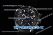 Omega Seamaster Planet Ocean 600M Co-Axial Chronograph Clone Omega 9300 Automatic Steel Case with Black Dial Stick Markers and Black Rubber Strap (EF)