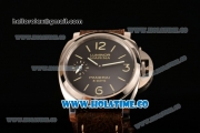 Panerai PAM 510 Luminor Marina 8 Days Acciaio Clone P.5000 Manual Winding Steel Case with Black Dial Brown Leather Strap and Stick/Arabic Numeral Markers (ZF)