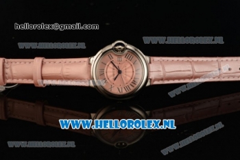 Cartier Ballon Bleu De Medium Swiss ETA 2671 Automatic Steel Case Pink Dial Roman Numeral Markers and Pink Genuine Leather Strap - 1:1 Original