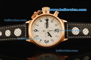 U-Boat Italo Fontana Chronograph Miyota Quartz Movement Rose Gold Case with White Dial and Black Leather Strap U-Boat Italo Fontana Chronograph Miyota Quartz Movement Rose Gold Case with White Dial and Black Leather Strap