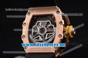 Richard Mille RM 011 Felipe Massa Flyback Swiss Valjoux 7750 Automatic Rose Gold Case with Skeleton Dial and Black Rubber Strap Arabic Numeral Markers