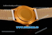 Rolex Cellini Time Asia 2813 Automatic Yellow Gold Case White Dial White Leather Strap and Stick/Roman Numeral Markers
