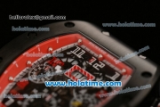 Richard Mille Felipe Massa Flyback Singapore Grand Prix Chrono Swiss Valjoux 7750 Automatic PVD Case with Skeleton Dial and Black Rubber Bracelet